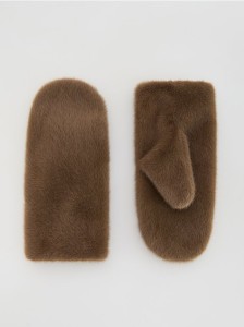 Rękawiczki z imitacji futra - brązowy