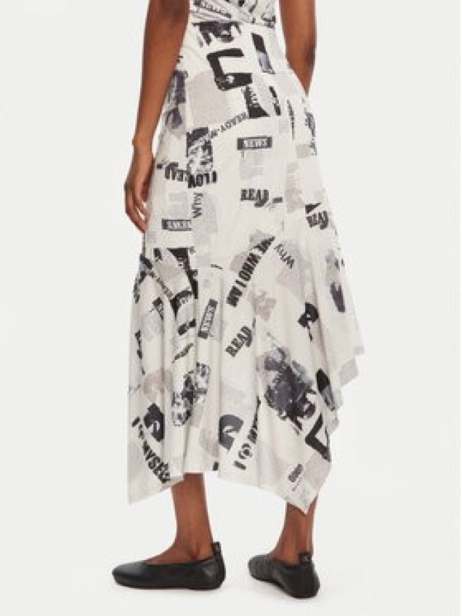 Desigual Spódnica midi Breaking News 25WWFK07 Biały Regular Fit