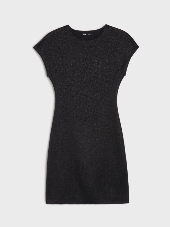 Sukienka mini z metalizowaną nitką - czarny