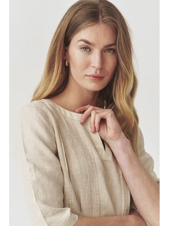 TATUUM Lniana bluzka w kolorze beżowym rozmiar: 40