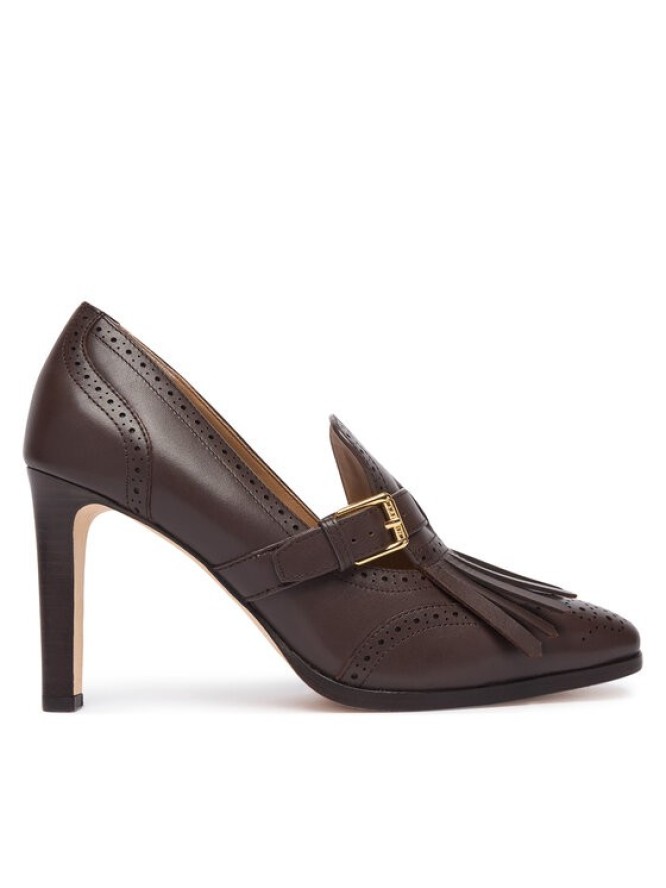 LAUREN RALPH LAUREN Półbuty Colleen Perforated Calfskin Kiltie Pump 802P02364004 Brązowy ciemny