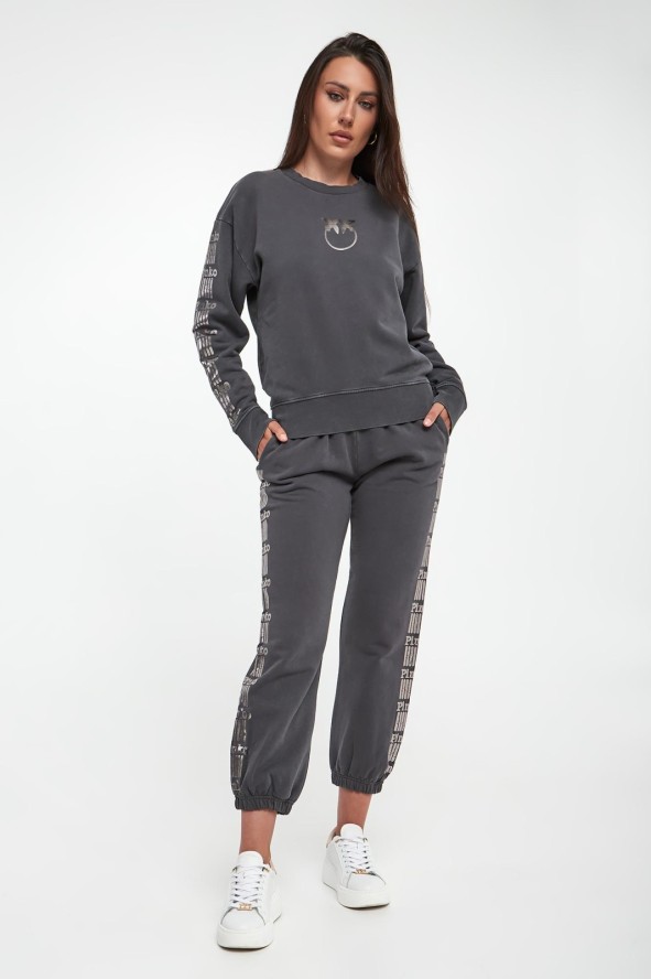 Bluza damska crewneck z logo Mindelo PINKO