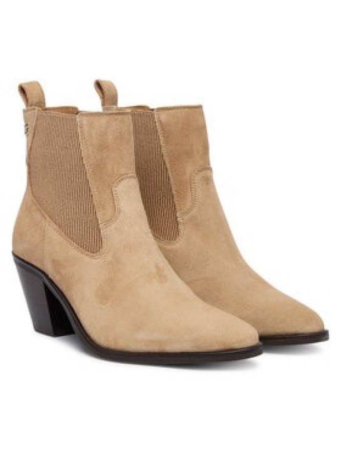 Tommy Hilfiger Botki Suede Western Chelsea Boot FW0FW09581 Beżowy