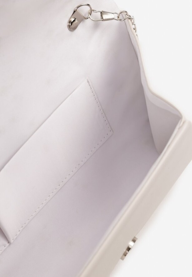 Biała Torebka Kopertówka z Dodatkowym Łańcuszkiem i Zapięciem na Zatrzask Vinira
