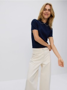 Bawełniana bluzka polo - mid blue