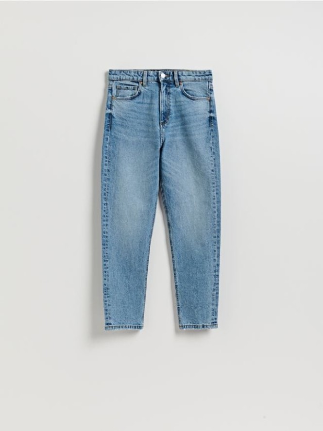 Jeansy mom fit slim - niebieski