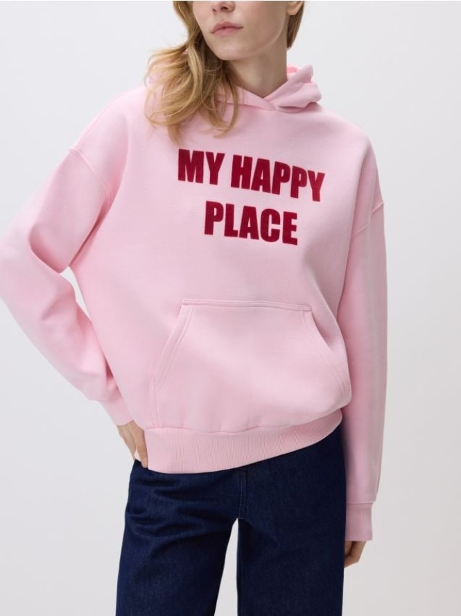 Bluza z napisem - pastelowy róż