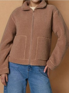 Bluza sherpa - brązowy