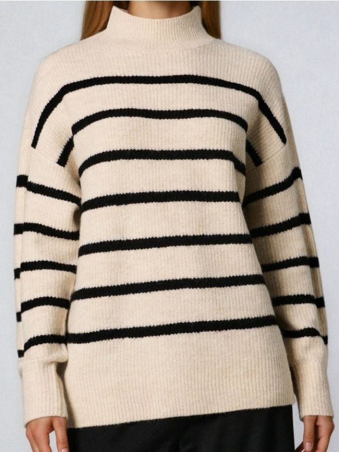 Prążkowany sweter w paski - Inny