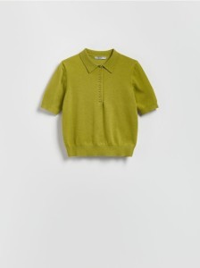 Sweter z kołnierzykiem - oliwkowy