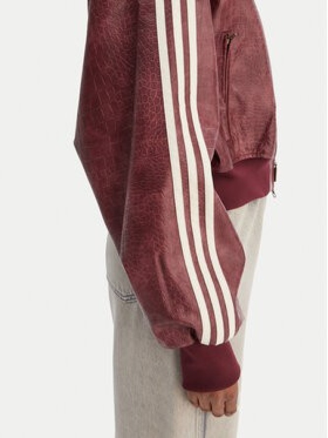 adidas Kurtka z imitacji skóry Pleather KD8792 Bordowy Oversize