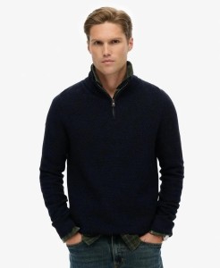 superdry Sweter Half-Zip z Teksturowanej Bawełny