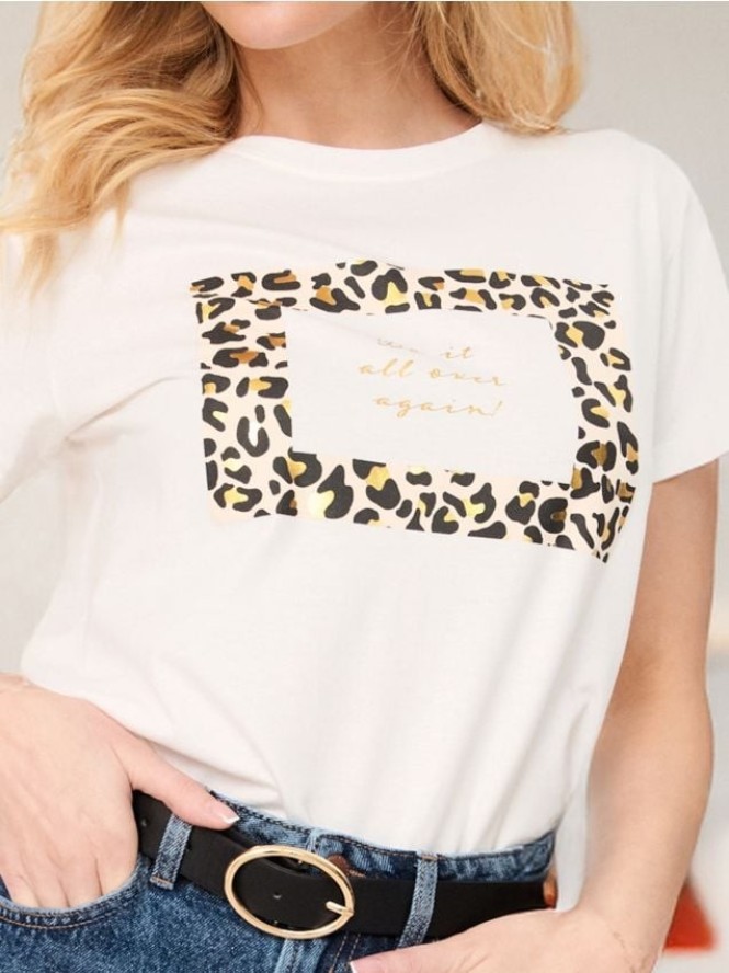 Koszulka z nadrukiem - kremowy