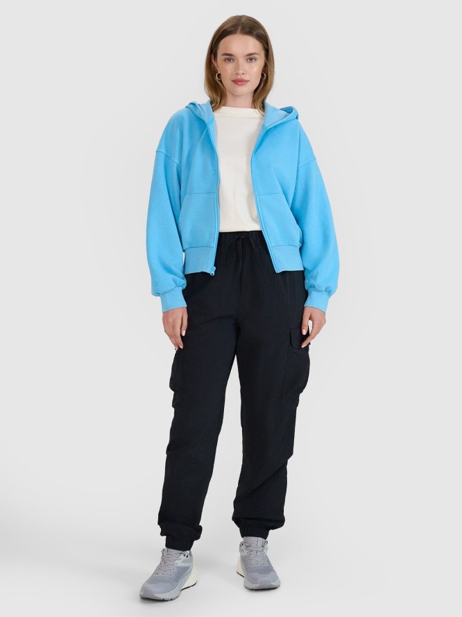 4F Bluza dresowa rozpinana z kapturem damska - niebieska M