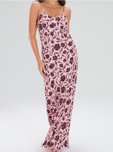 Sukienka midi na ramiączkach w kwiaty - bordowy