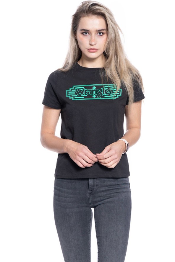 DAMSKI T-SHIRT WRANGLER SS GRAPHIC TEE FADED BLACK W7Z4EVXV6 112132172