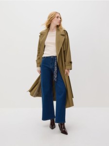 Jeansy wide leg z bandaną - granatowy