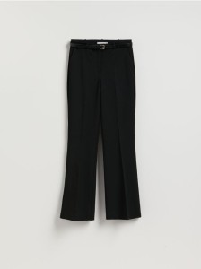 Spodnie flare z paskiem - czarny