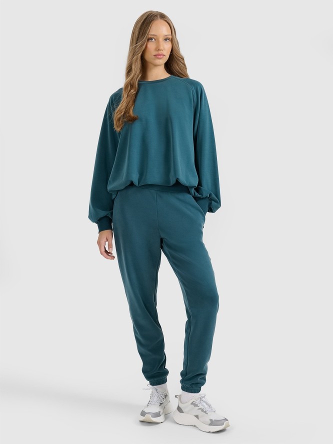 4F Bluza dresowa nierozpinana z modalem damska - turkusowa M