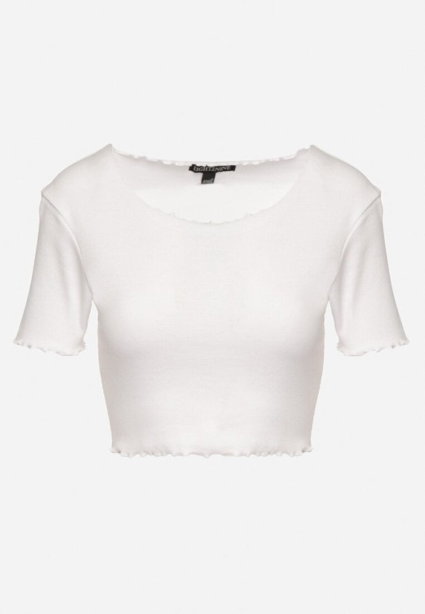 Biały Prążkowany T-shirt z Bawełną Adlesa