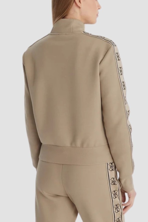 GUESS Beżowa damska bluza rozpinana z lampasami Britney, Rozmiar M