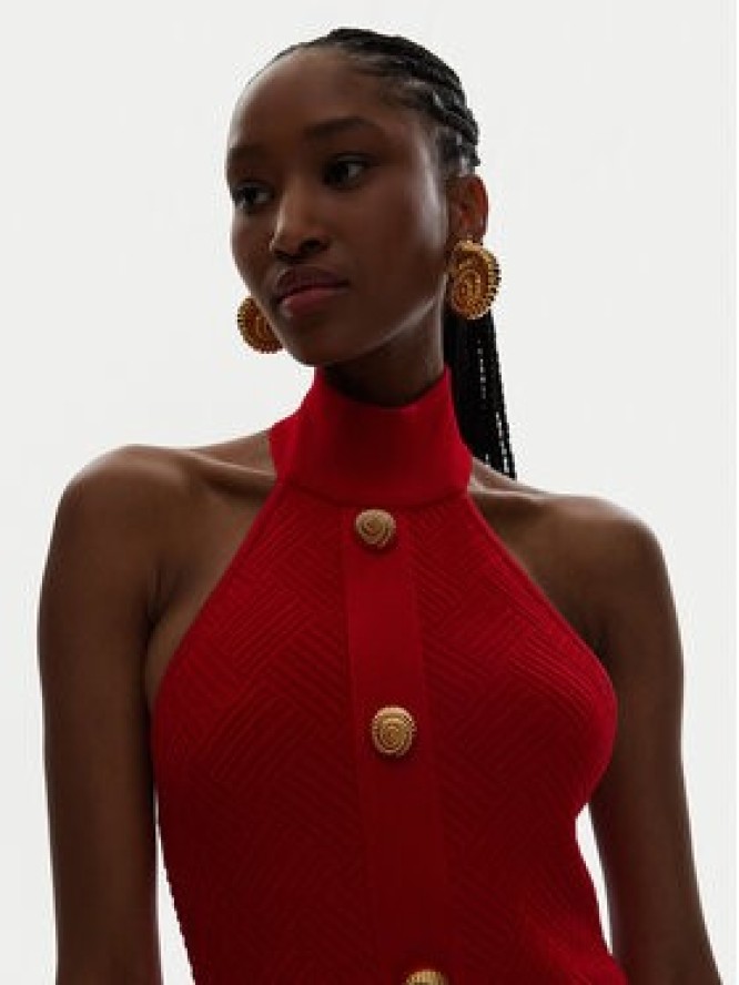 Balmain Sukienka koktajlowa DF0R3236KH58 Czerwony Slim Fit