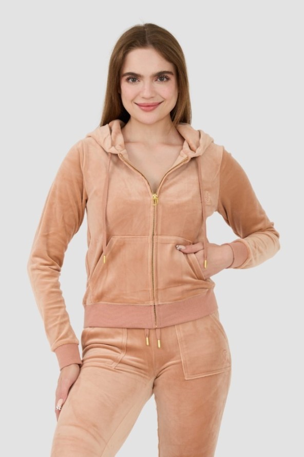 JUICY COUTURE Beżowa damska bluza Robertson Gold Hoodie, Rozmiar S