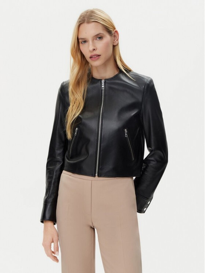 BOSS Kurtka skórzana Sadenita 50531325 Czarny Regular Fit