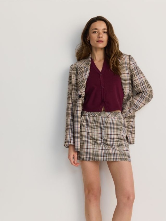 Dzianinowa kamizelka z wiskozą - bordowy