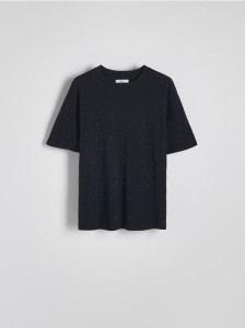 T-shirt z błyszczącymi aplikacjami - czarny