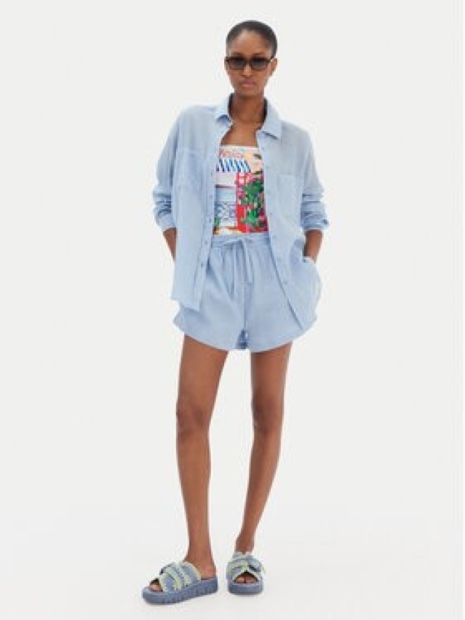 Seafolly Szorty materiałowe Crinkle 55429-SH Błękitny Regular Fit