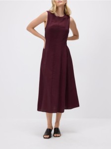 Sukienka midi z modalem - bordowy