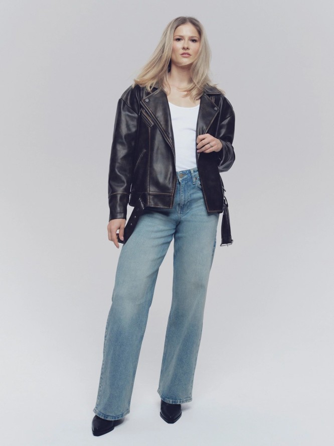 Jeansy damskie z szeroką nogawką z kolekcji Authentic niebieskie Atrea 130