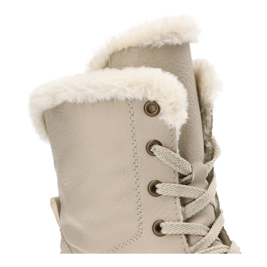 Beżowe Botki Rieker Ocieplane Buty Damskie