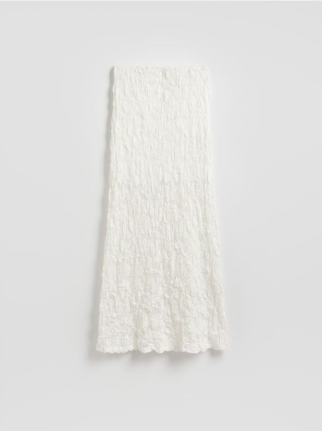 Strukturalana spódnica maxi - biały
