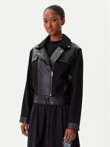 Desigual Kurtka z imitacji skóry Motor 25WWEW53 Czarny Regular Fit