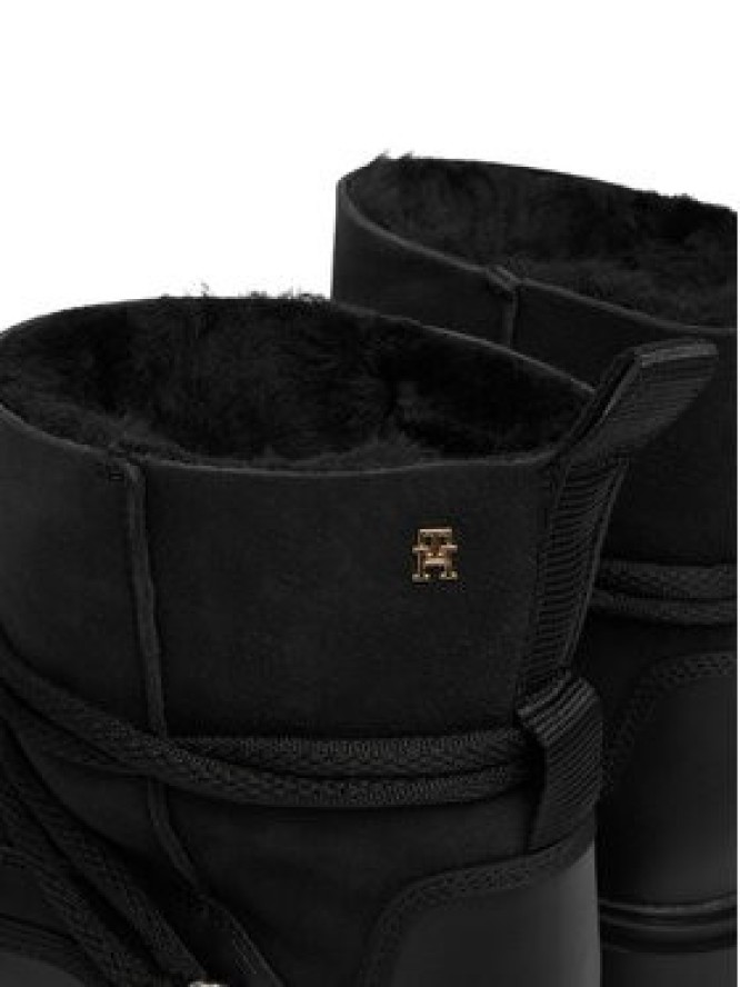 Tommy Hilfiger Śniegowce Real Shearling Laceup Snowboot FW0FW08996 Czarny