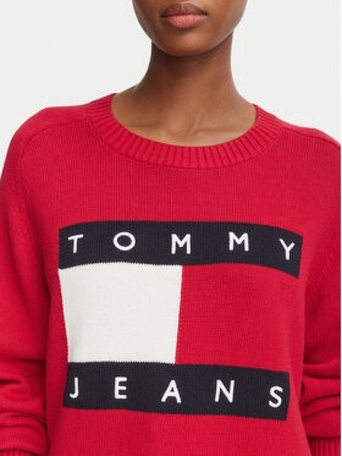 Tommy Jeans Sweter Flag DW0DW23450 Czerwony Regular Fit