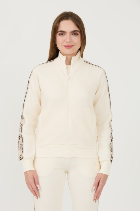 GUESS Beżowa damska bluza Britney Full Zip, Rozmiar XL