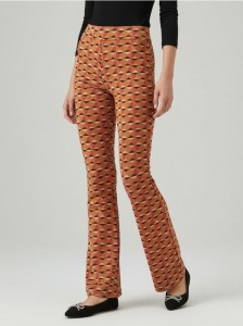 Legginsy flare ze wzorem geometrycznym - wielobarwny