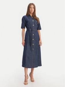 Luisa Spagnoli Sukienka jeansowa Periodico 542815 Granatowy Regular Fit