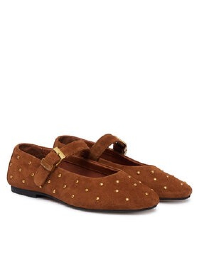 Tommy Hilfiger Baleriny Th Buckle Suede Stud Ballerina FW0FW09666 Brązowy