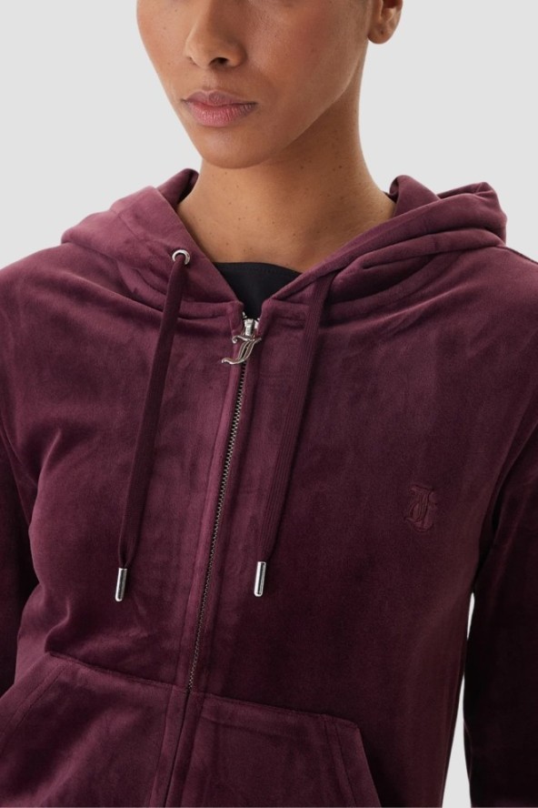JUICY COUTURE Śliwkowa bluza damska Robertson Hoodie, Rozmiar S