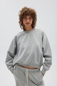 Bluza damska typu oversize w kolorze LIGHT GREY MELANGE - PINEY-UNI