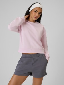 4F Bluza dresowa regular bez kaptura damska - różowa L