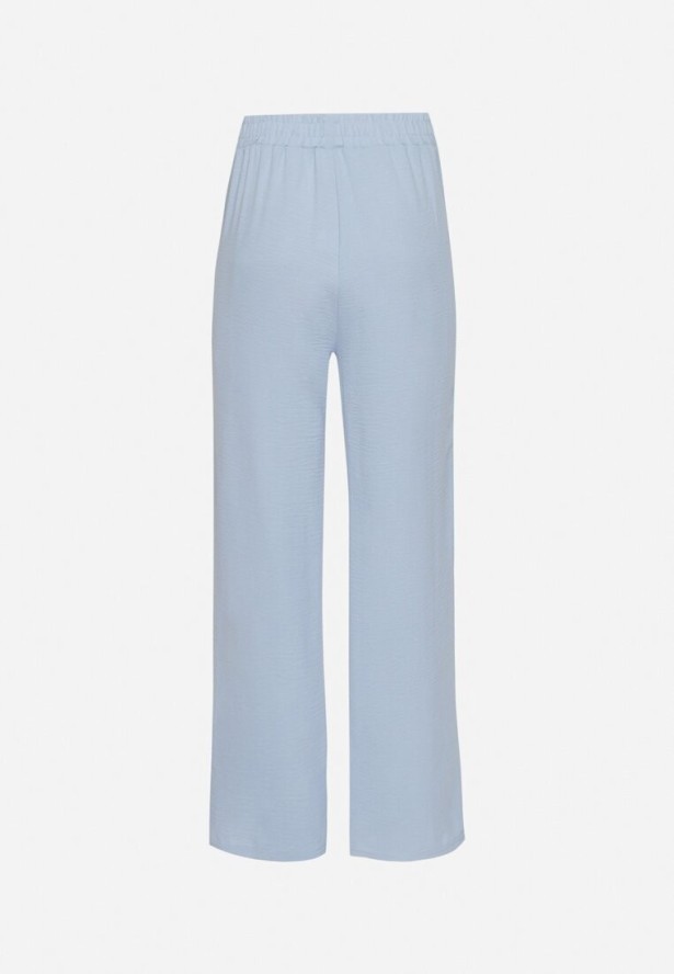 Niebieskie Spodnie o Szerokim Kroju z Wiązaniem w Talii Saleniela