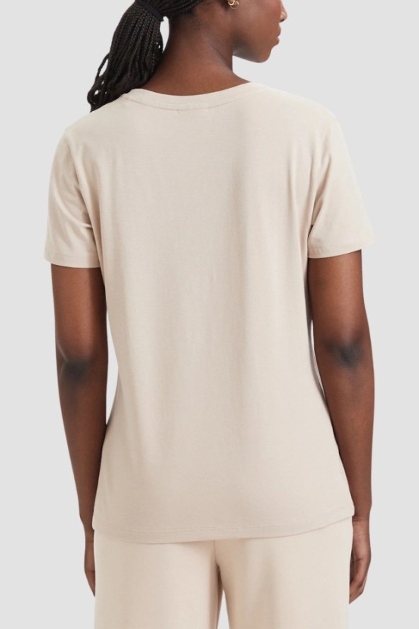 GUESS Kremowy damski t-shirt na krótki rękaw Colette, Rozmiar XL