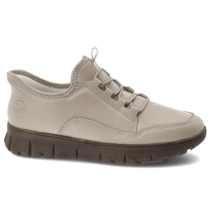 Beżowe Półbuty Rieker Wsuwane Buty Damskie
