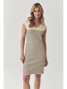 TATUUM Sukienka dzianinowa w kolorze beżowo-czarnym rozmiar: L