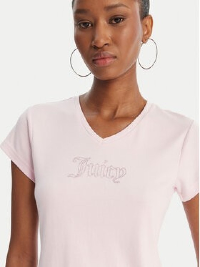 Juicy Couture T-Shirt Capped JCWCT126318 Różowy Slim Fit